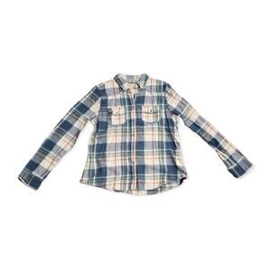 Hollister California Flannel Blue Plaid Button Up Long Sleeved Shirt